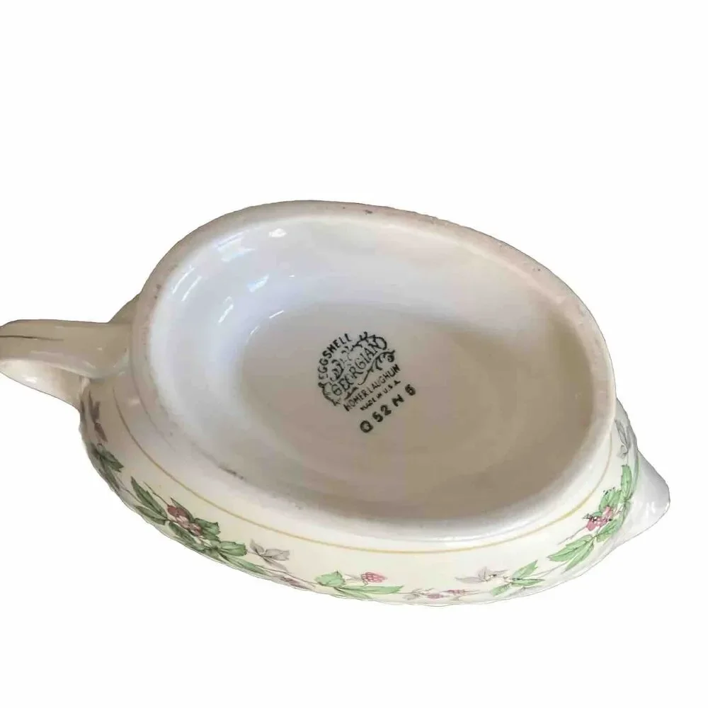 Vintage Homer Laughlin Eggshell Georgian GREENBRIAR Creamer /Sugar & Gravy Boat